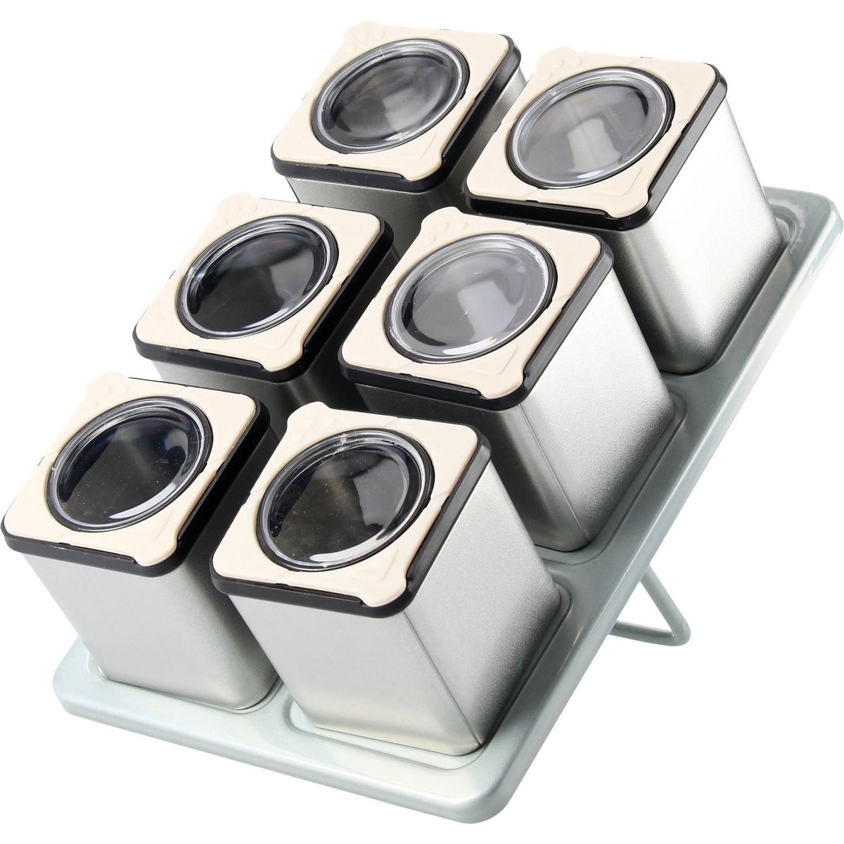 JUST HOME COLLECTION - Set de 6 Especieros Just Home Collection con Atril Magnético Blanco