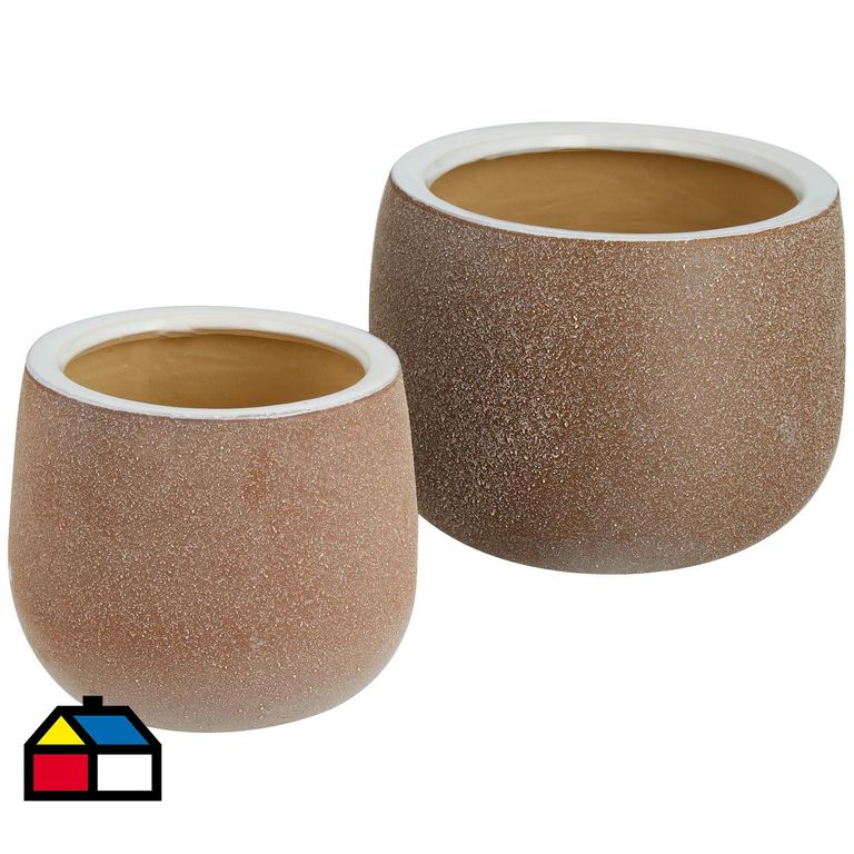 Set 2 Maceteros de Cerámica Ceuta Beige