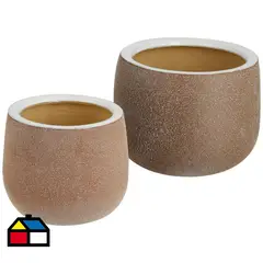 CASA BONITA - Set 2 Maceteros de Cerámica Ceuta Beige