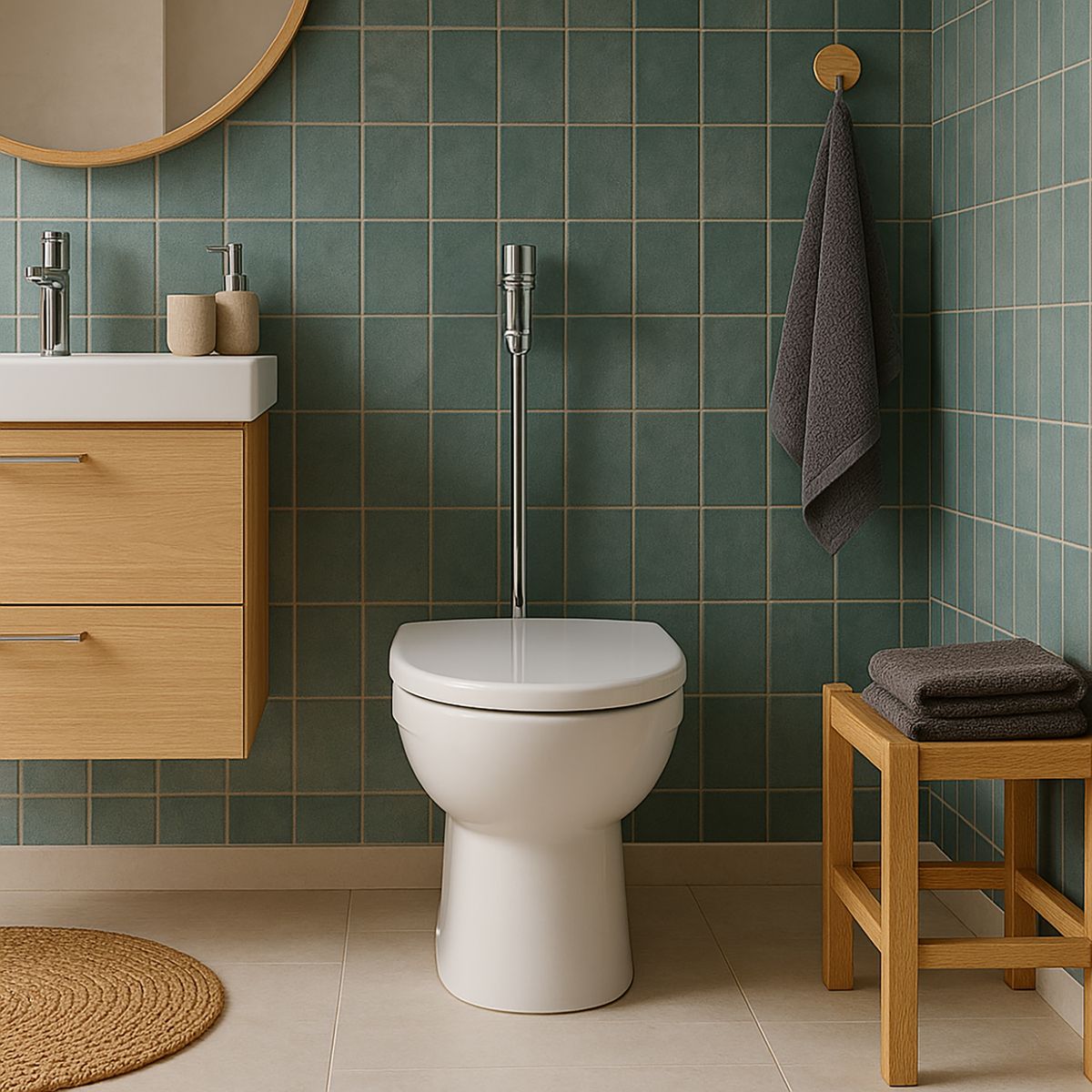 PRESTO - Fluxor WC expuesto botón vertical Presto latón