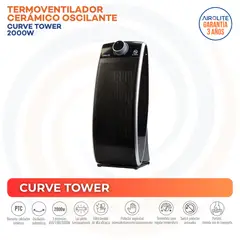 AIROLITE - Termoventilador Eléctrico 2000 W CurveTower Negro