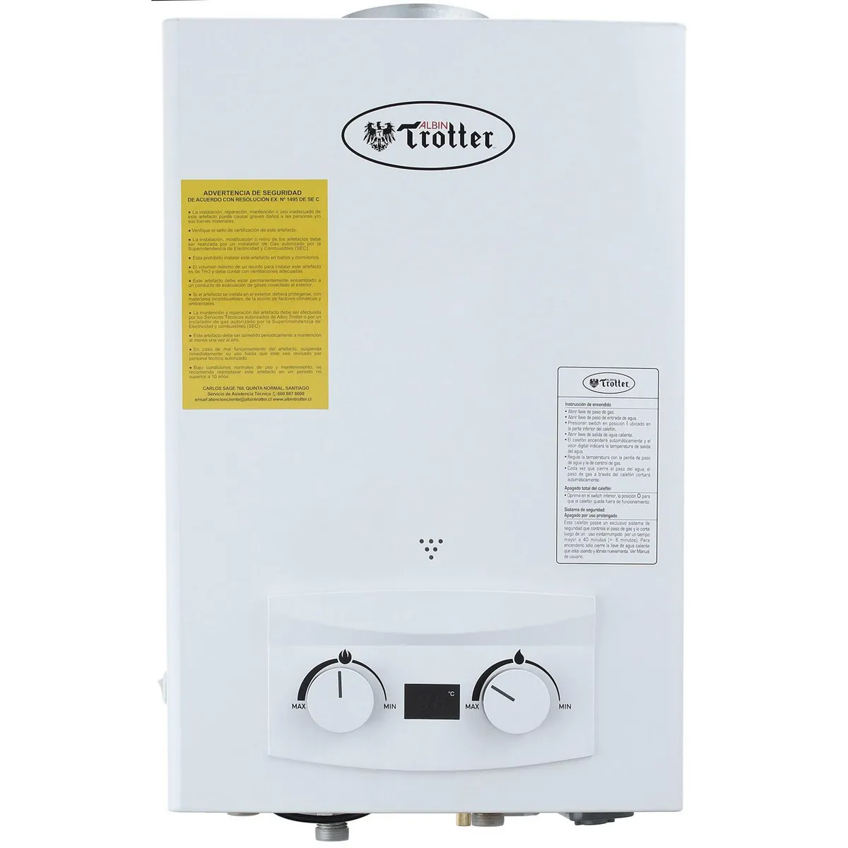 ALBIN TROTTER - Calefont Gas Licuado 5 Litros Tiro Natural Ionizado