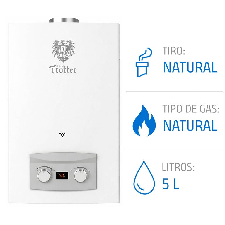 Calefont 5 Litros Gas Natural Tiro Natural Ionizado