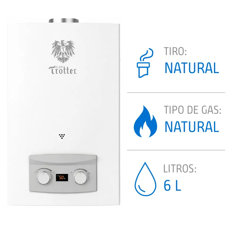 Calefont 6 Litros Gas Natural Tiro Natural Ionizado