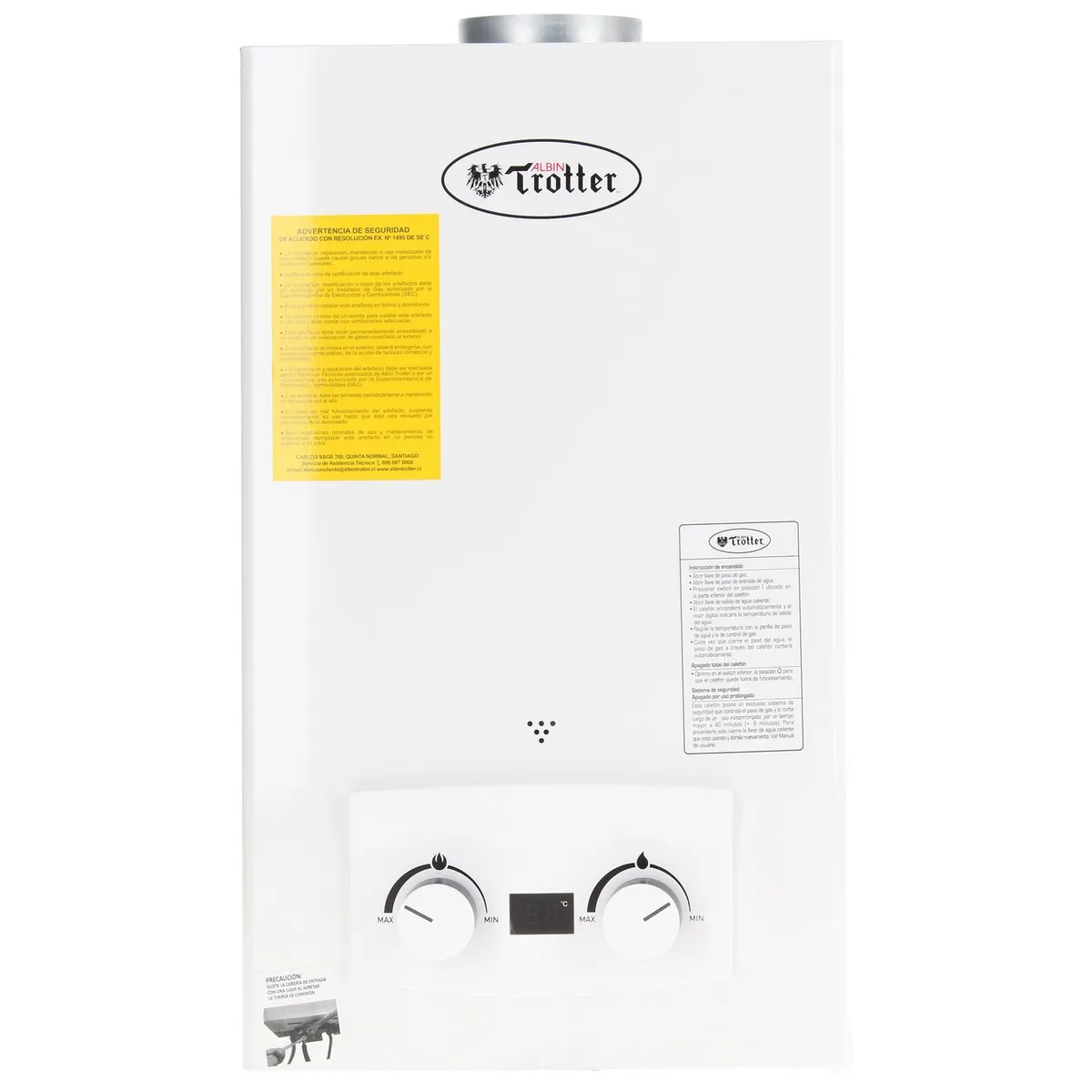 ALBIN TROTTER - Calefont Gas Licuado 7 Litros Tiro Natural Ionizado