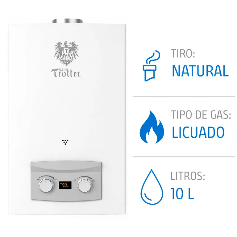 Calefont 10 Litros Gas Licuado Tiro Natural Ionizado