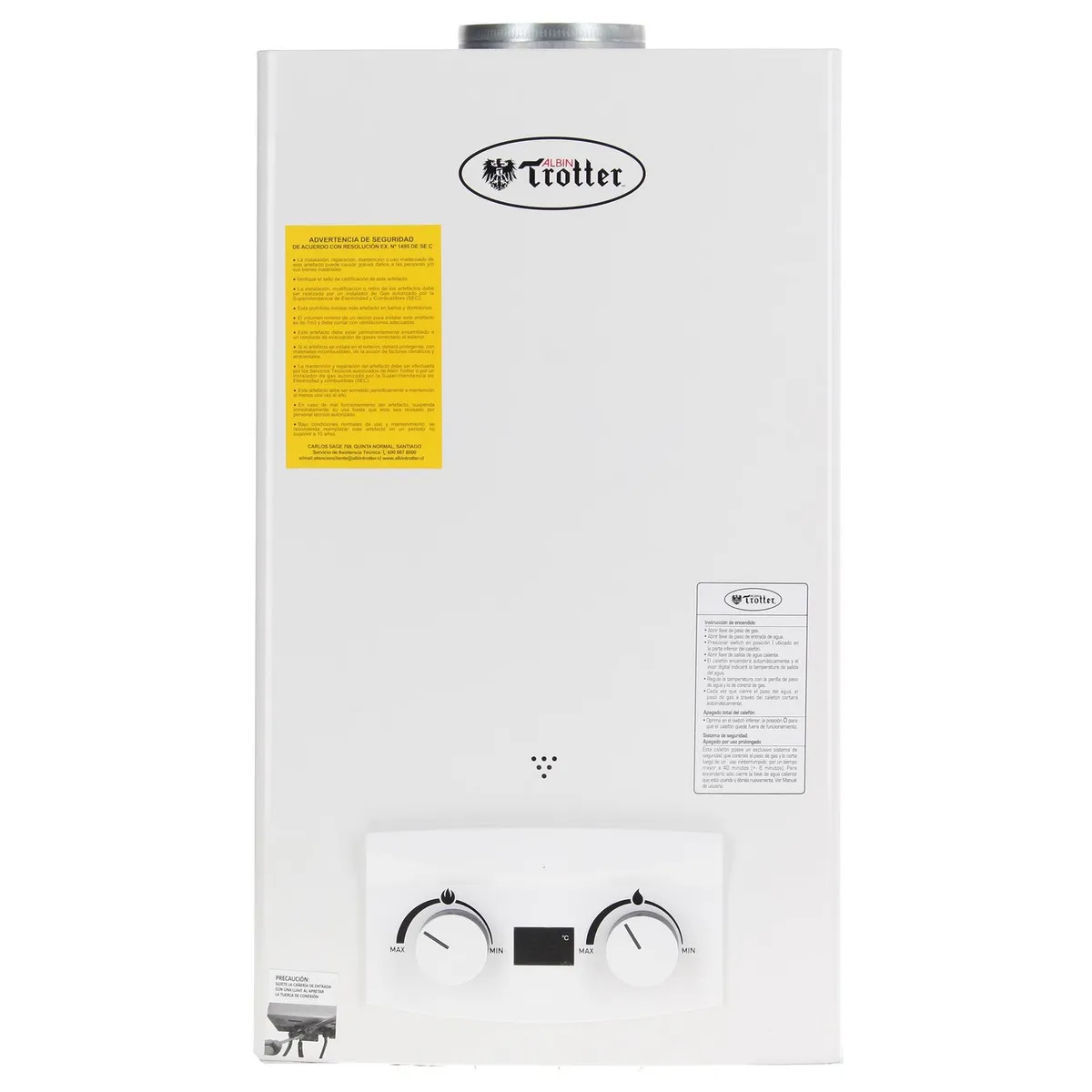 ALBIN TROTTER - Calefont Gas Licuado 10 Litros Tiro Natural Ionizado