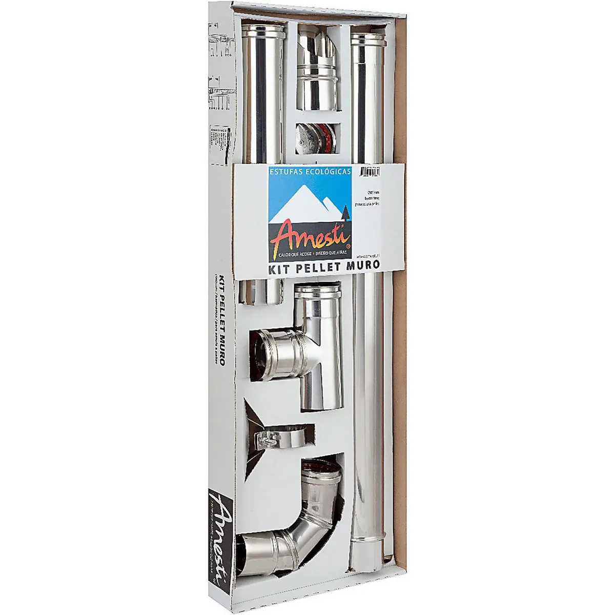 AMESTI - Kit de instalación pellet muro acero inoxidable