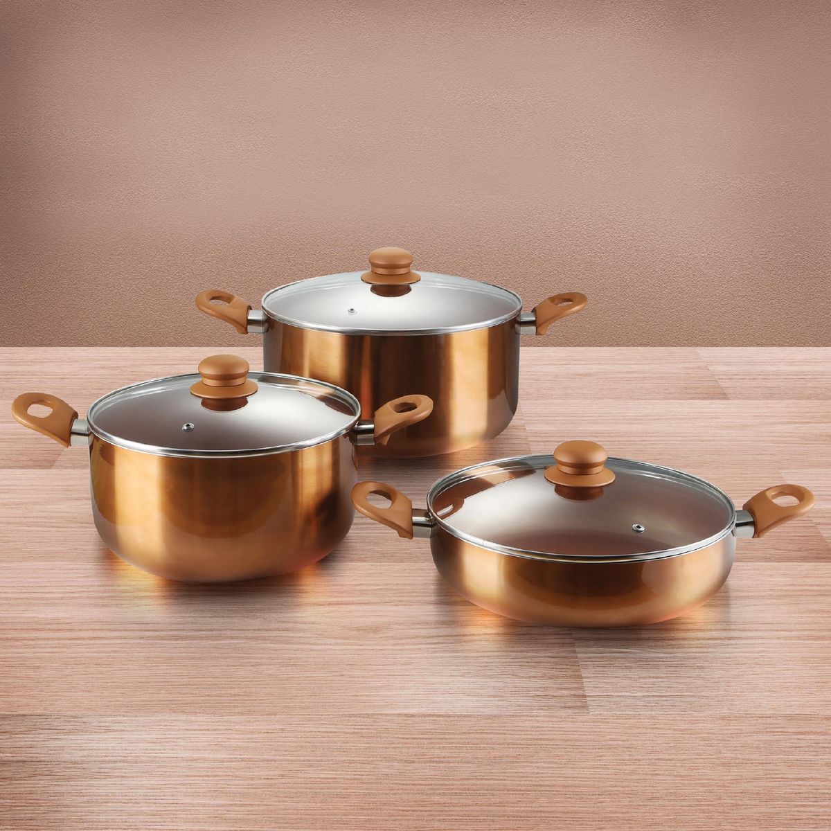 DORAL - Batería de Cocina 6 Piezas Aluminio BATALCE6P Cobre