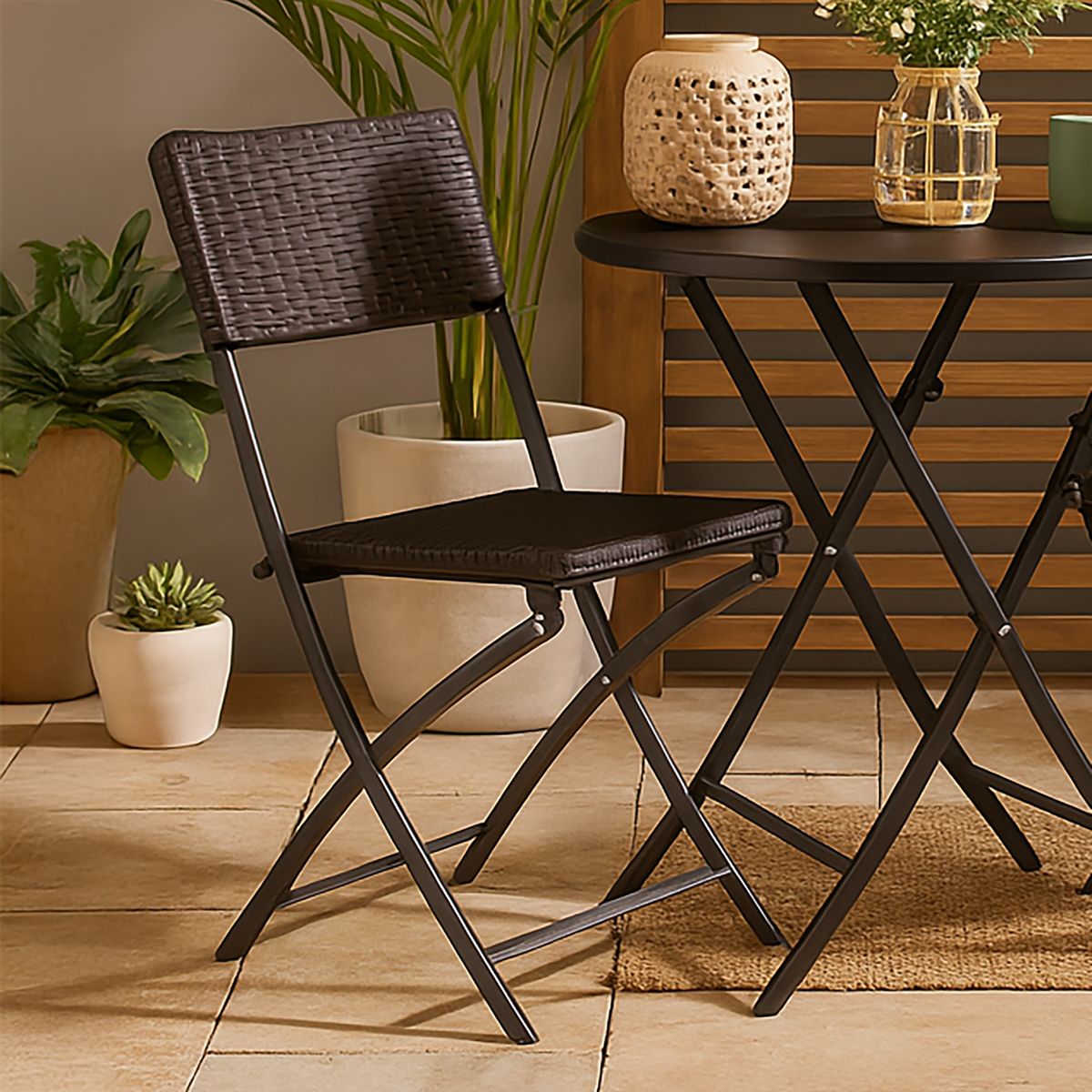 JUST HOME COLLECTION - Silla plegable 80x43 cm ratán