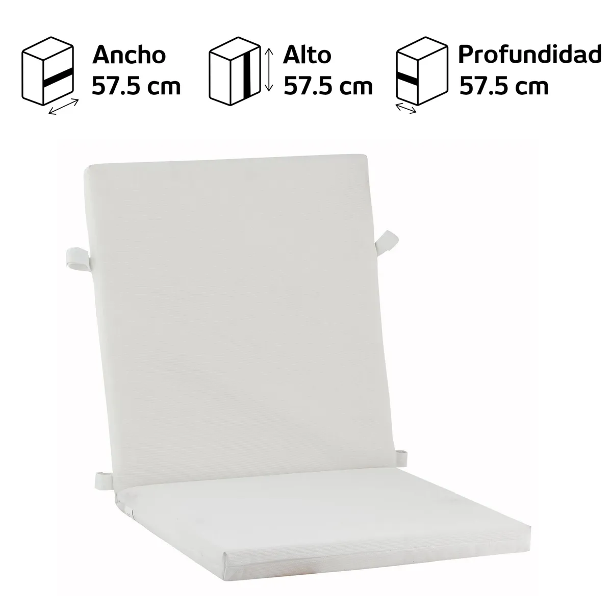 Repuesto Cojín para Silla 55x115 cm Blanco, marca JUST HOME COLLECTION - Foto 2