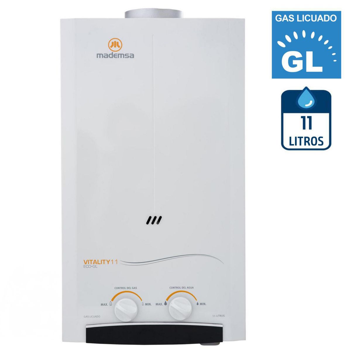 MADEMSA - Calefont Gas Licuado 11 Litros Tiro Natural Ionizado
