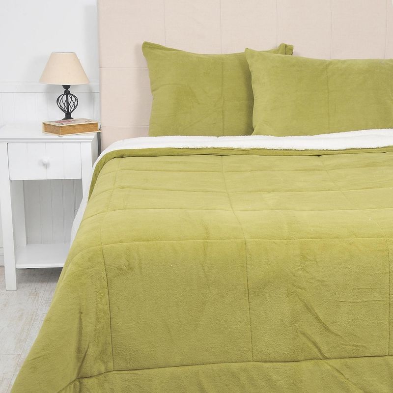 MASHINI - Cubrecama 1.5 plazas Coral Sherpa Pistacho