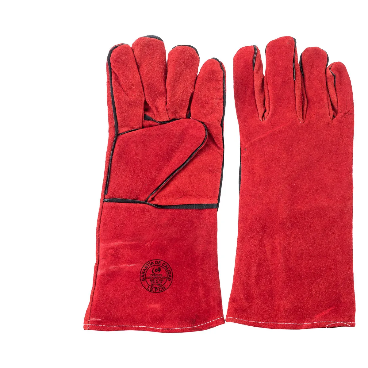 REDLINE - Guante Soldador Descarne Rojo de Cuero Talla única Rojo