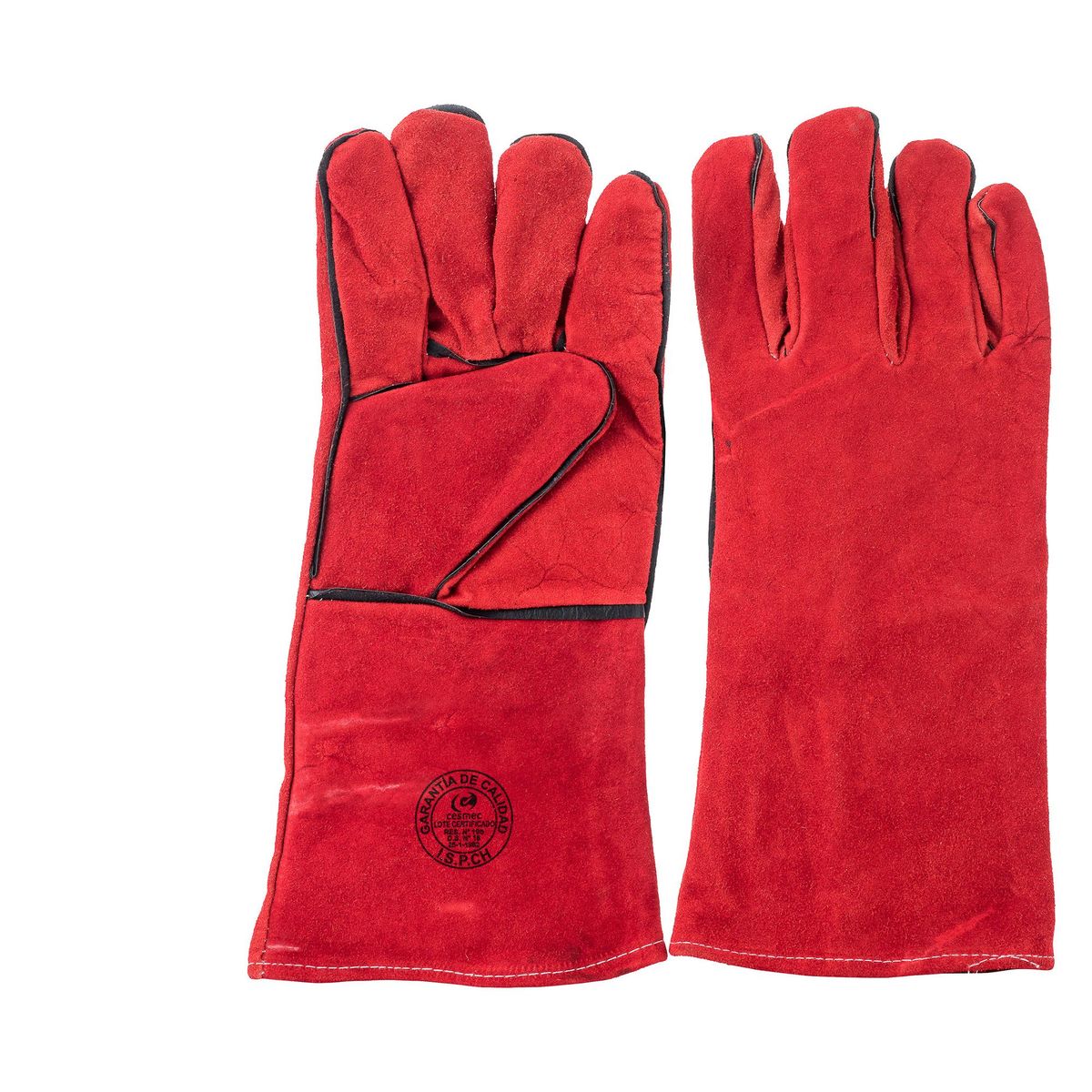 REDLINE - Guante Soldador Descarne Rojo de Cuero Talla única Rojo