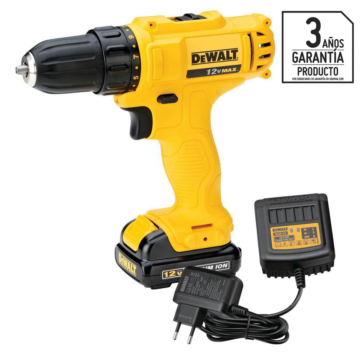 DEWALT - Taladro inalámbrico atornillador 10 mm 12V + 1 batería