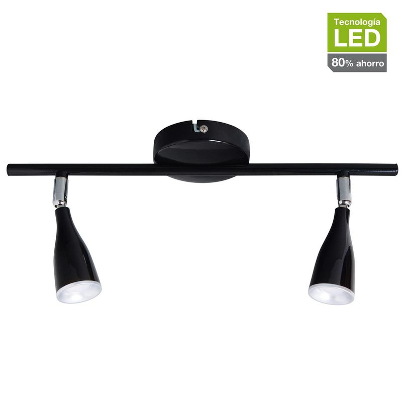JUST HOME COLLECTION - Barra Led Novo 2 Luces Plástico Negro 9 W 10 cm