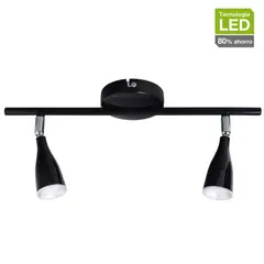 JUST HOME COLLECTION - Barra Led Novo 2 Luces Plástico Negro 10 cm