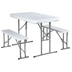JUST HOME COLLECTION - Mesa Plegable con Bancos Rectangular 63x74x105 cm Blanco