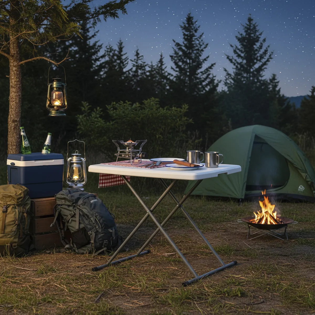 JUST HOME COLLECTION - Mesa Plegable Tipo Maleta 2 Alturas Rectangular Acero 49.5x74x75 cm Blanco