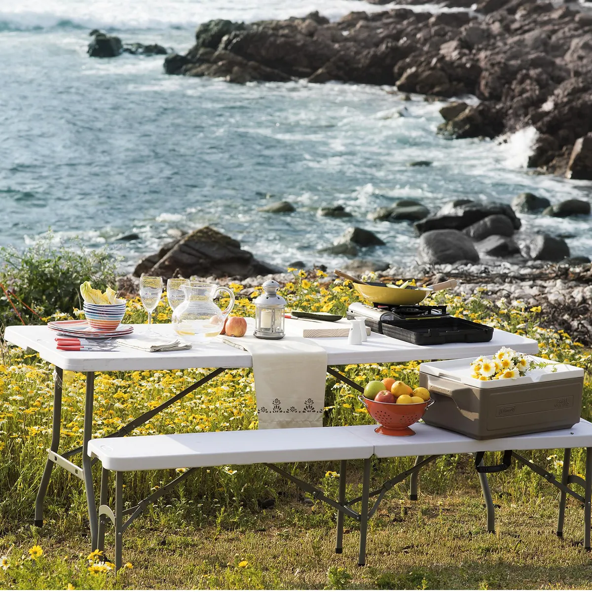 JUST HOME COLLECTION - Mesa Plegable Tipo Maleta Rectangular 180 cm Blanco