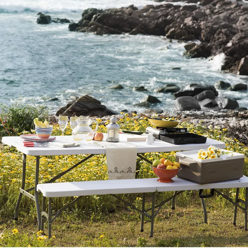 JUST HOME COLLECTION - Mesa Plegable Tipo Maleta Rectangular 180 cm Blanco