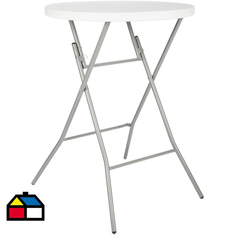 JUST HOME COLLECTION - Mesa Plegable Redonda Acero 80x110x80 cm Blanco