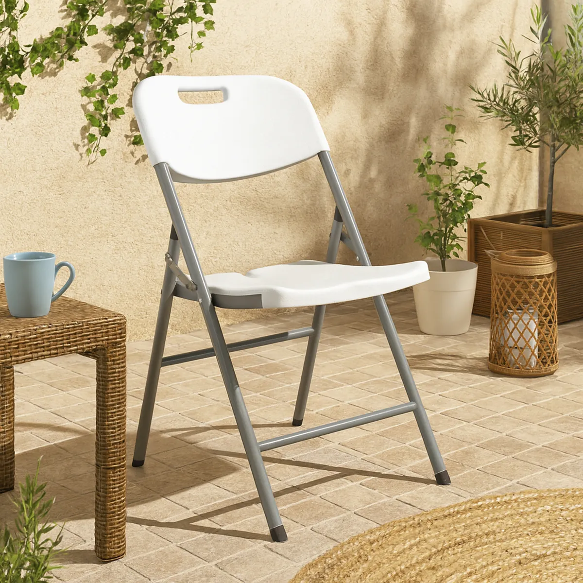 JUST HOME COLLECTION - Silla plegable blanca