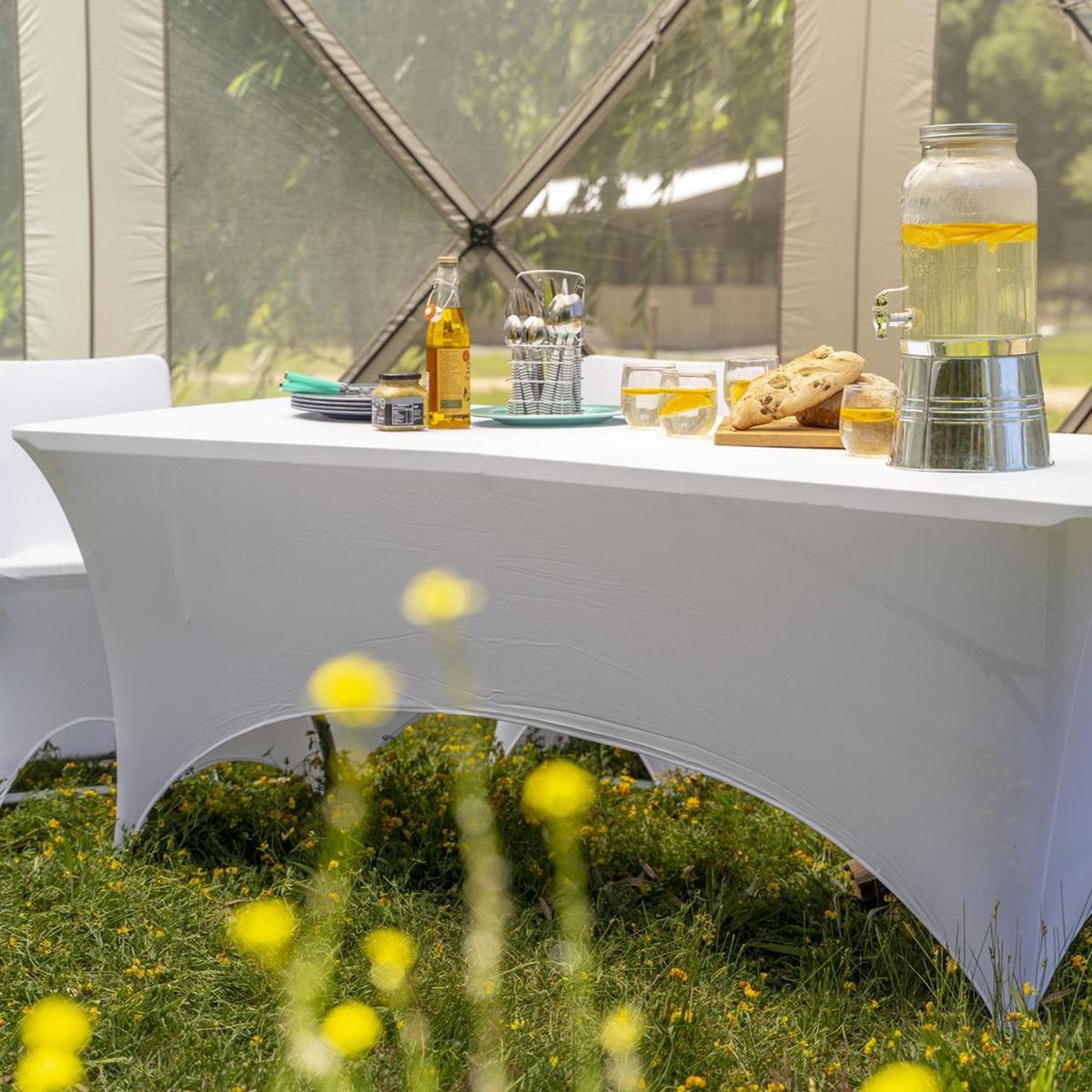 JUST HOME COLLECTION - Funda para Mesa Rectangular 150x240x74 cm Poliéster Blanco