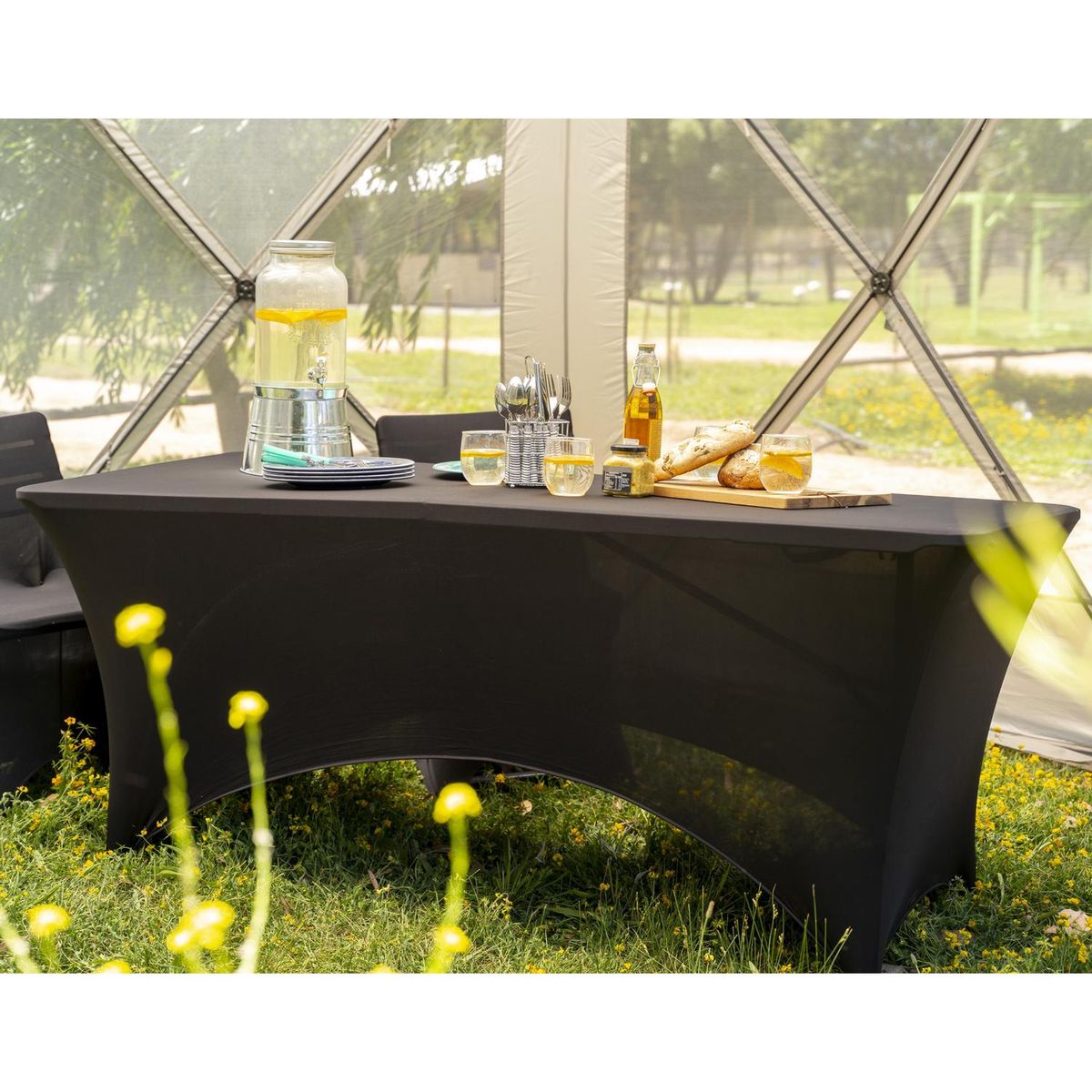 JUST HOME COLLECTION - Funda para Mesa Rectangular 150x240x74 cm Poliéster Negro