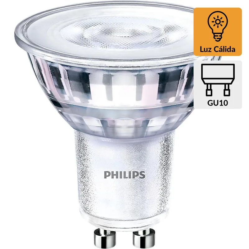 PHILIPS - Ampolleta 4.6 W GU10 395 lm Luz Cálida