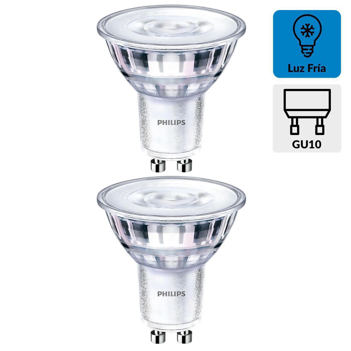 PHILIPS - Pack 2 ampolletas led GU10 50W luz fría