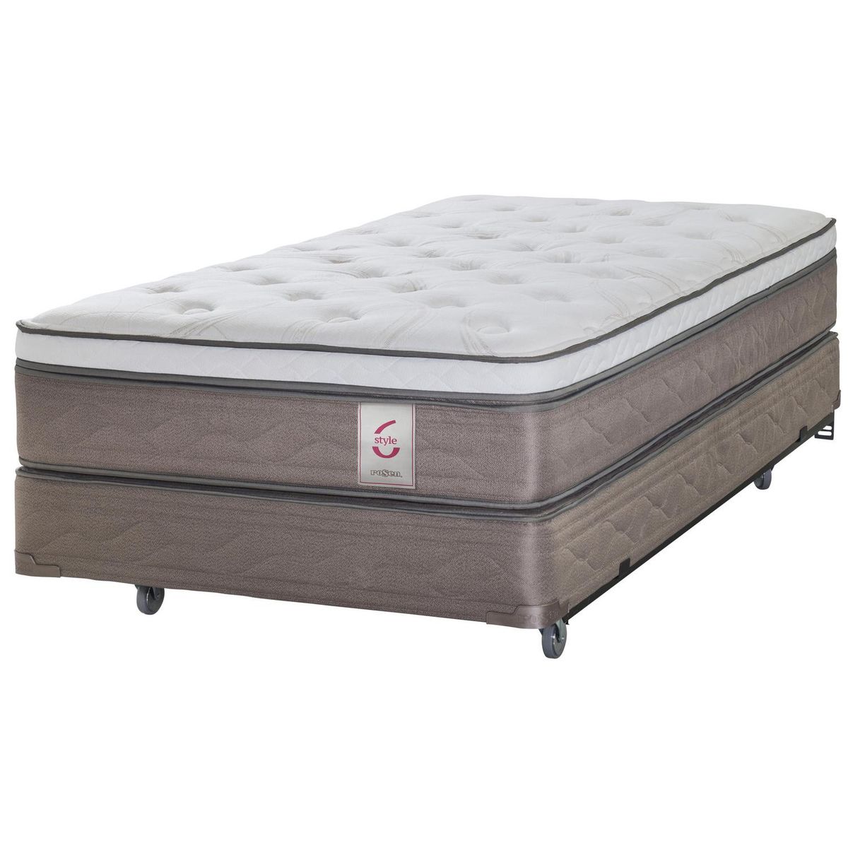 ROSEN -  1 plaza Box Spring Blanco/visón