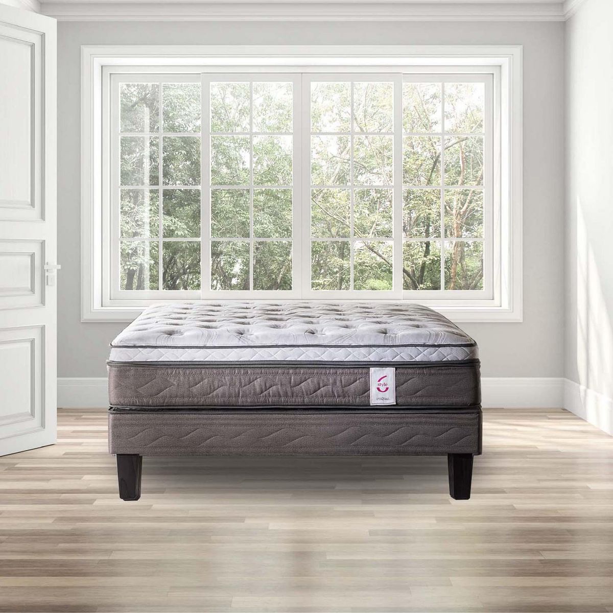 ROSEN - Cama 2 plazas Europea New Style 6 Blanco y Visón