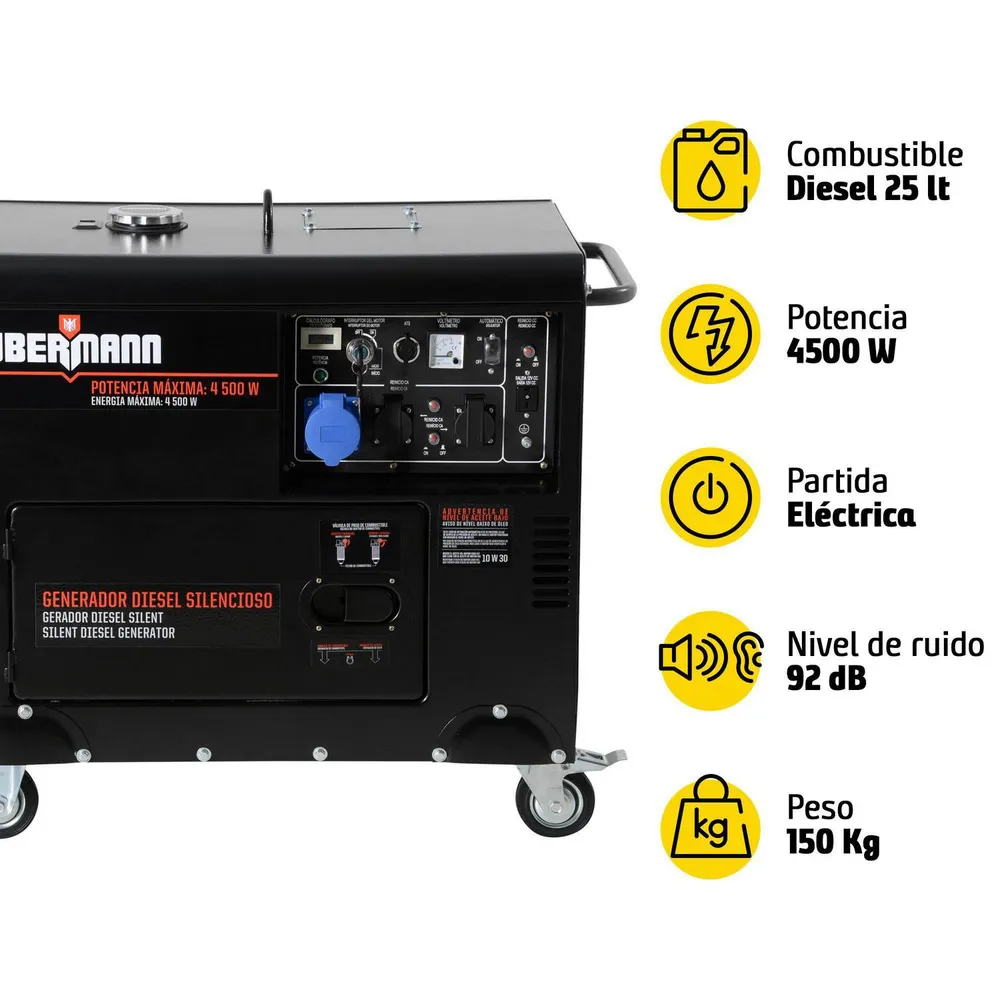 Ubermann Generador Diésel Silencioso 4500 W, foto 13