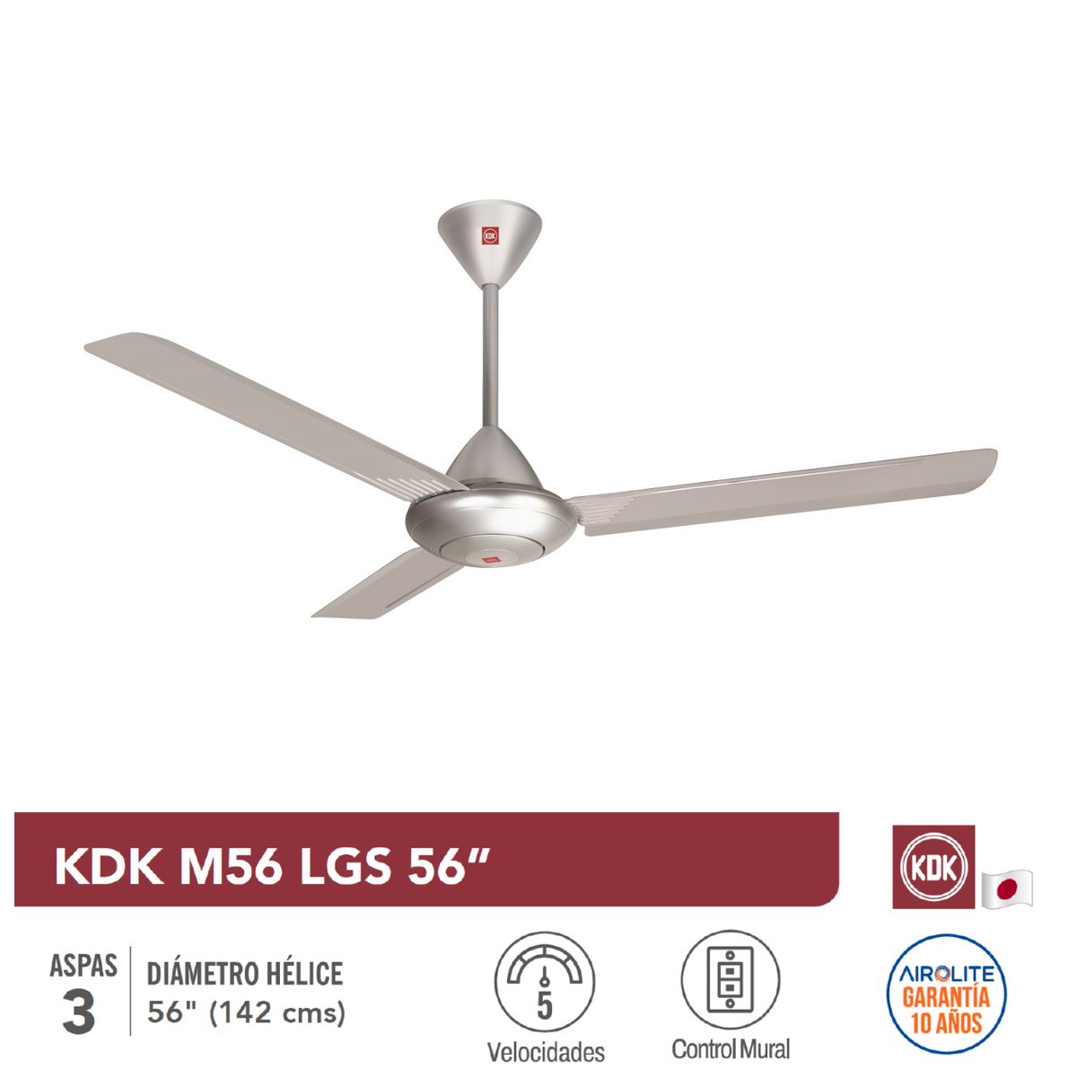 KDK - Ventilador de Techo Metal 3 aspas KDK