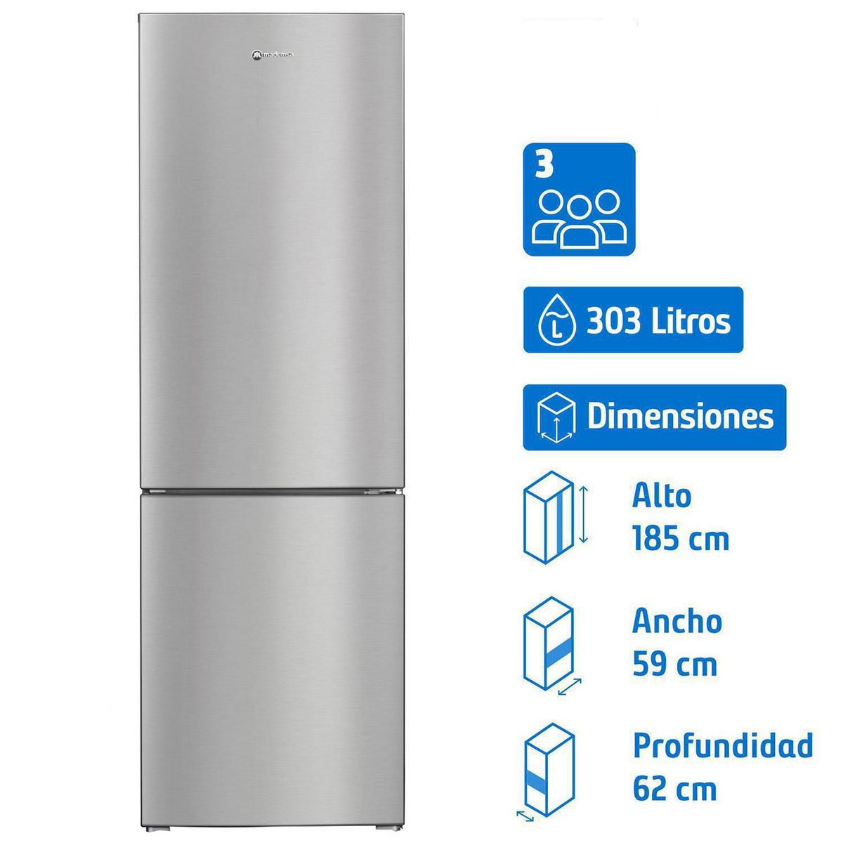 MADEMSA - Refrigerador Bottom Freezer Frío Directo 303 Litros Nordik 480 Plus