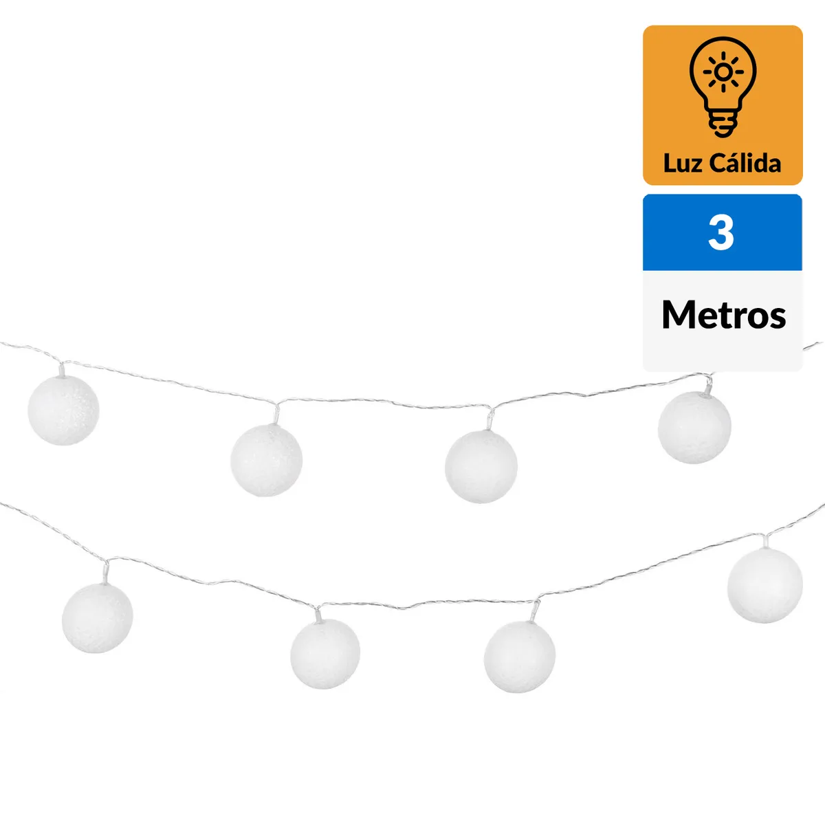 JUST HOME COLLECTION - Guirnalda eléctrica bola blanca 24 luces led