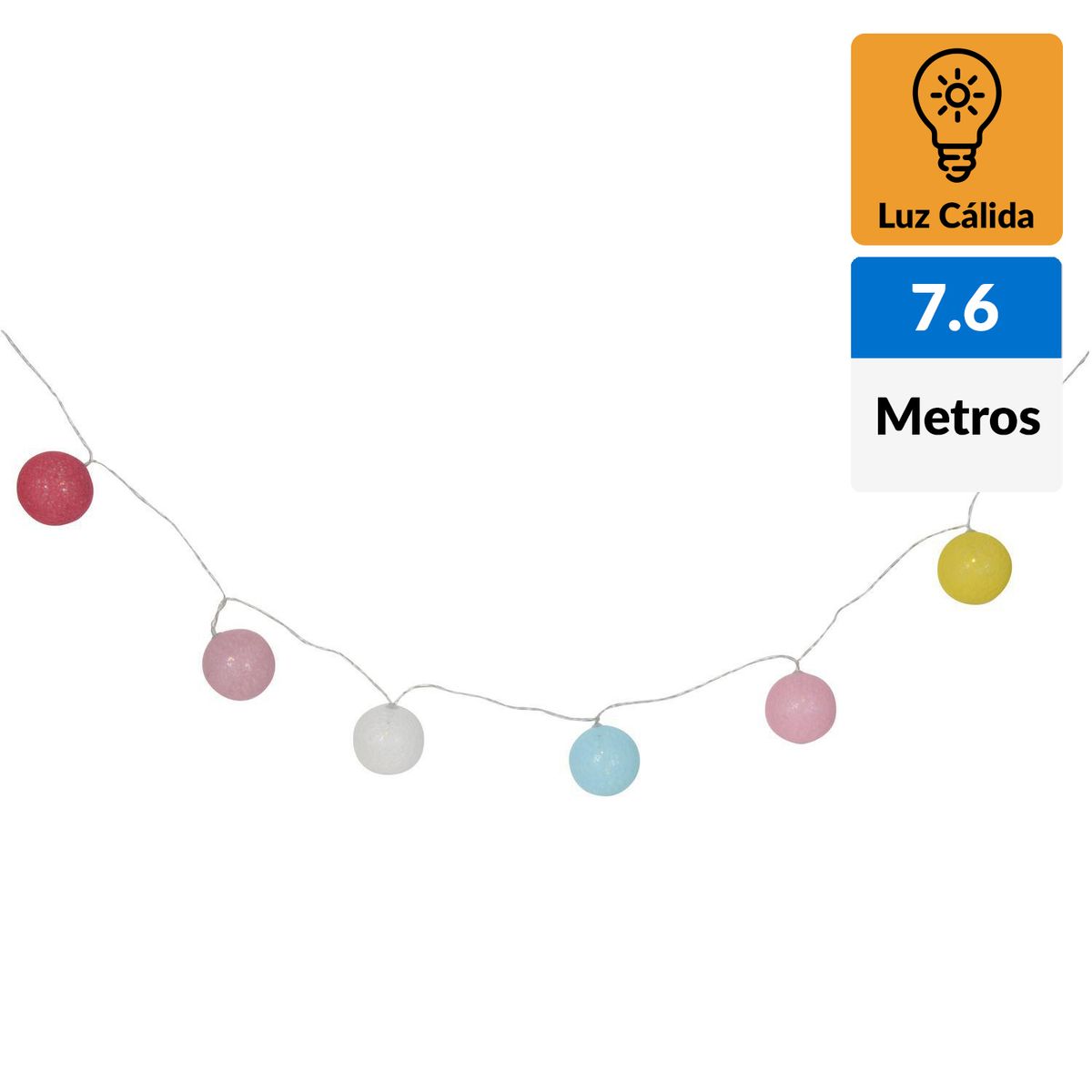 JUST HOME COLLECTION - Guirnalda eléctrica bola rosada 24 luces led