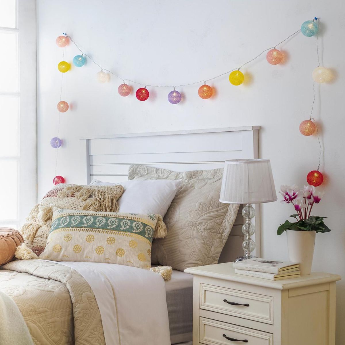 JUST HOME COLLECTION - Guirnalda eléctrica bola rosada 24 luces led