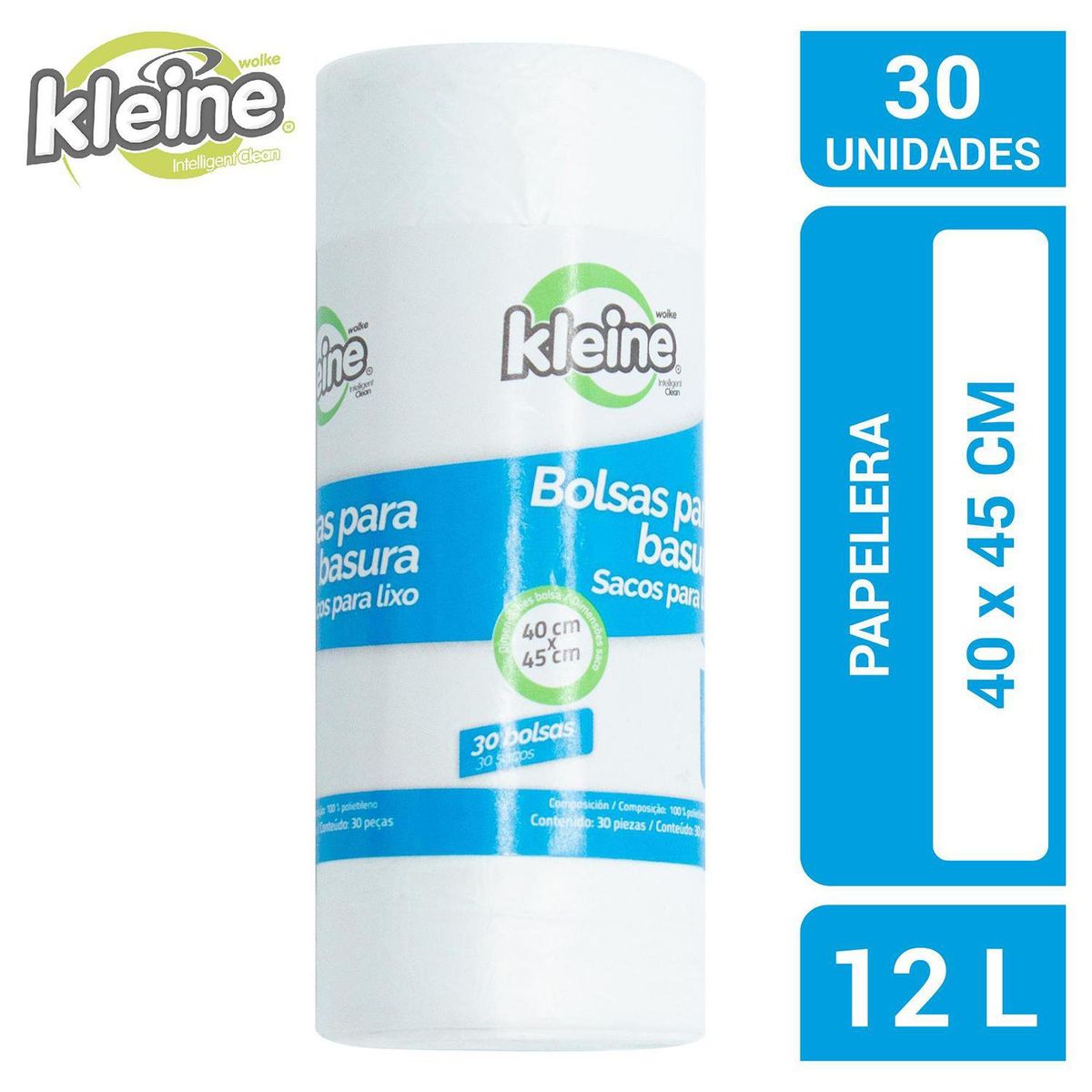 KLEINE WOLKE - Bolsas de Basura Blancas 40x45 cm 12 Litros 30 unidad(es)