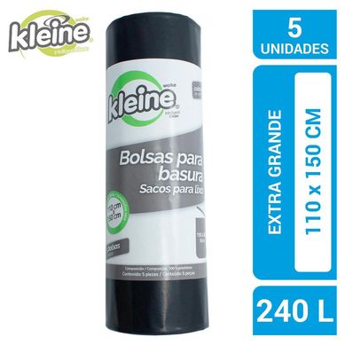 Bolsa rollo 110x150 cm 240 litros 5 unidades negro