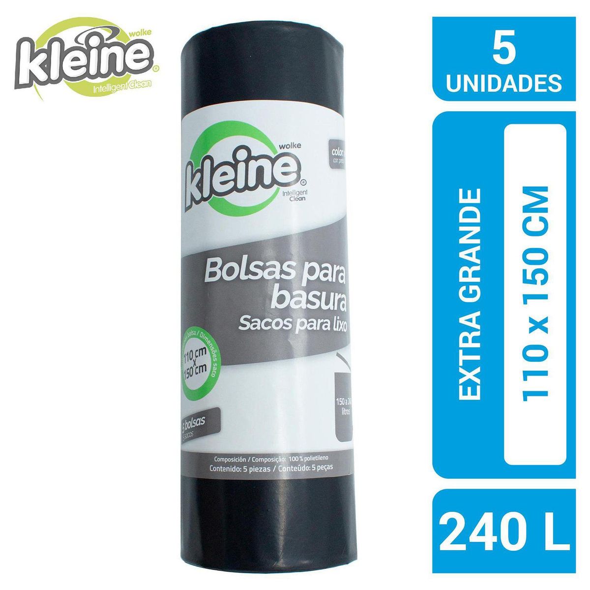 KLEINE WOLKE - Bolsas de Basura 110x150 cm 240 Litros 5 unidad(es)