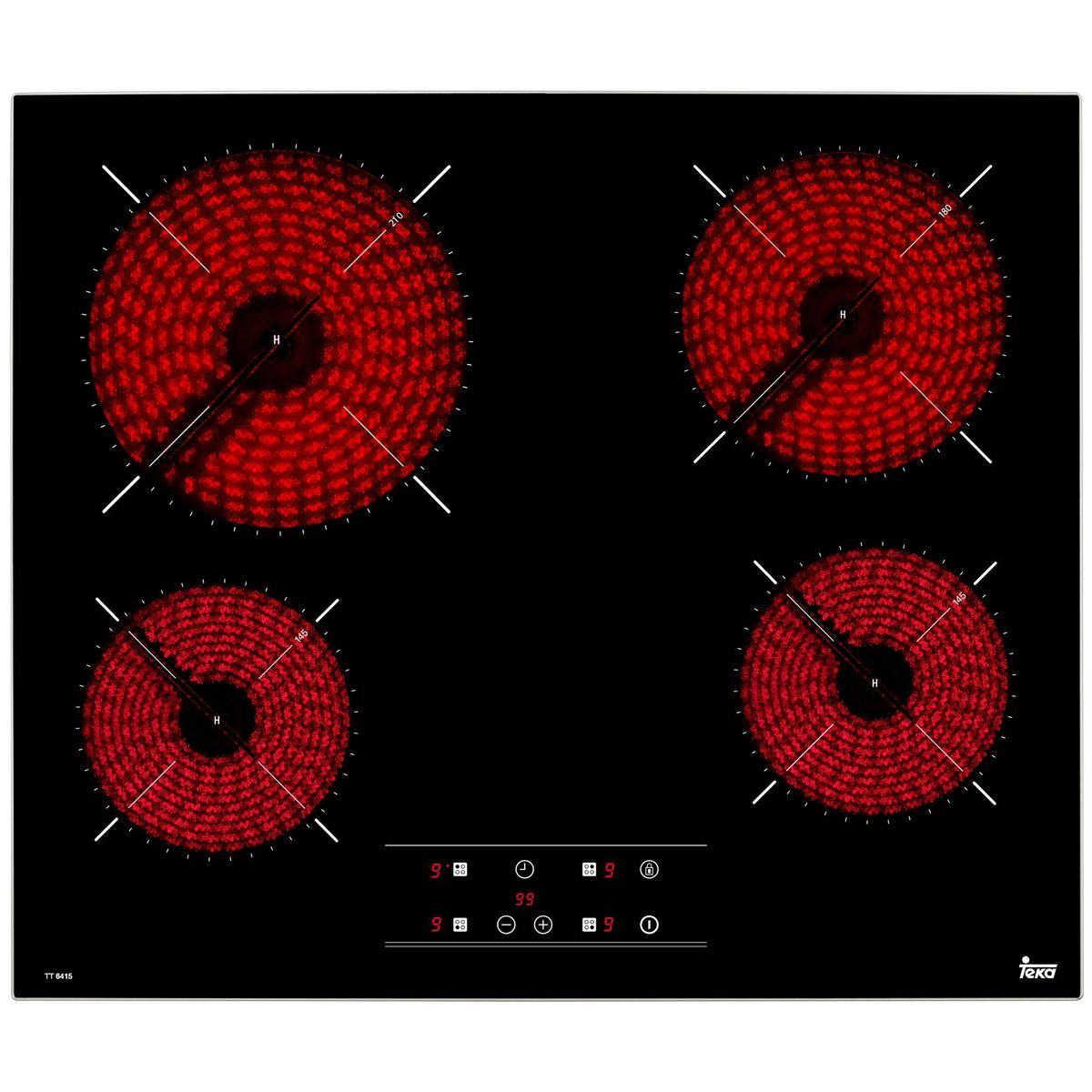 TEKA - Encimera Vitrocerámica 4 Platos Negro TT-6415