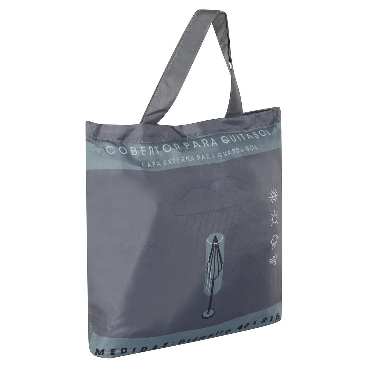 JUST HOME COLLECTION - Cobertor para Quitasol Rectangular 40x40x210 cm Poliéster Gris