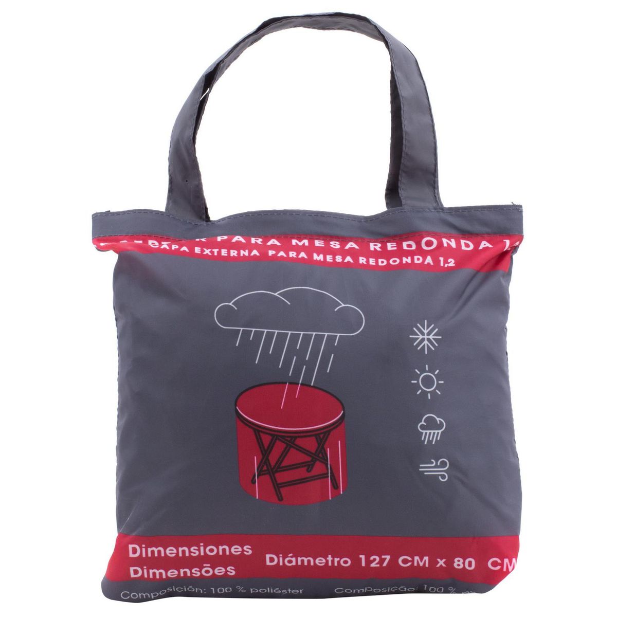 JUST HOME COLLECTION - Cobertor para Mesa Redonda 127x127x80 cm Poliéster Gris