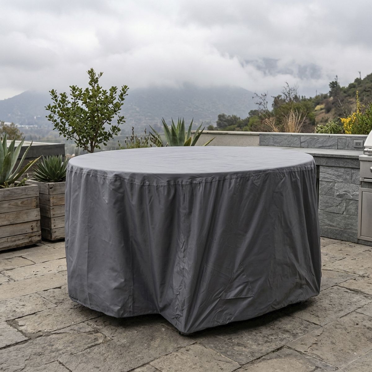 Cobertor para Mesa Redonda 127x127x80 cm Poliéster Gris, marca JUST HOME COLLECTION - Foto Principal