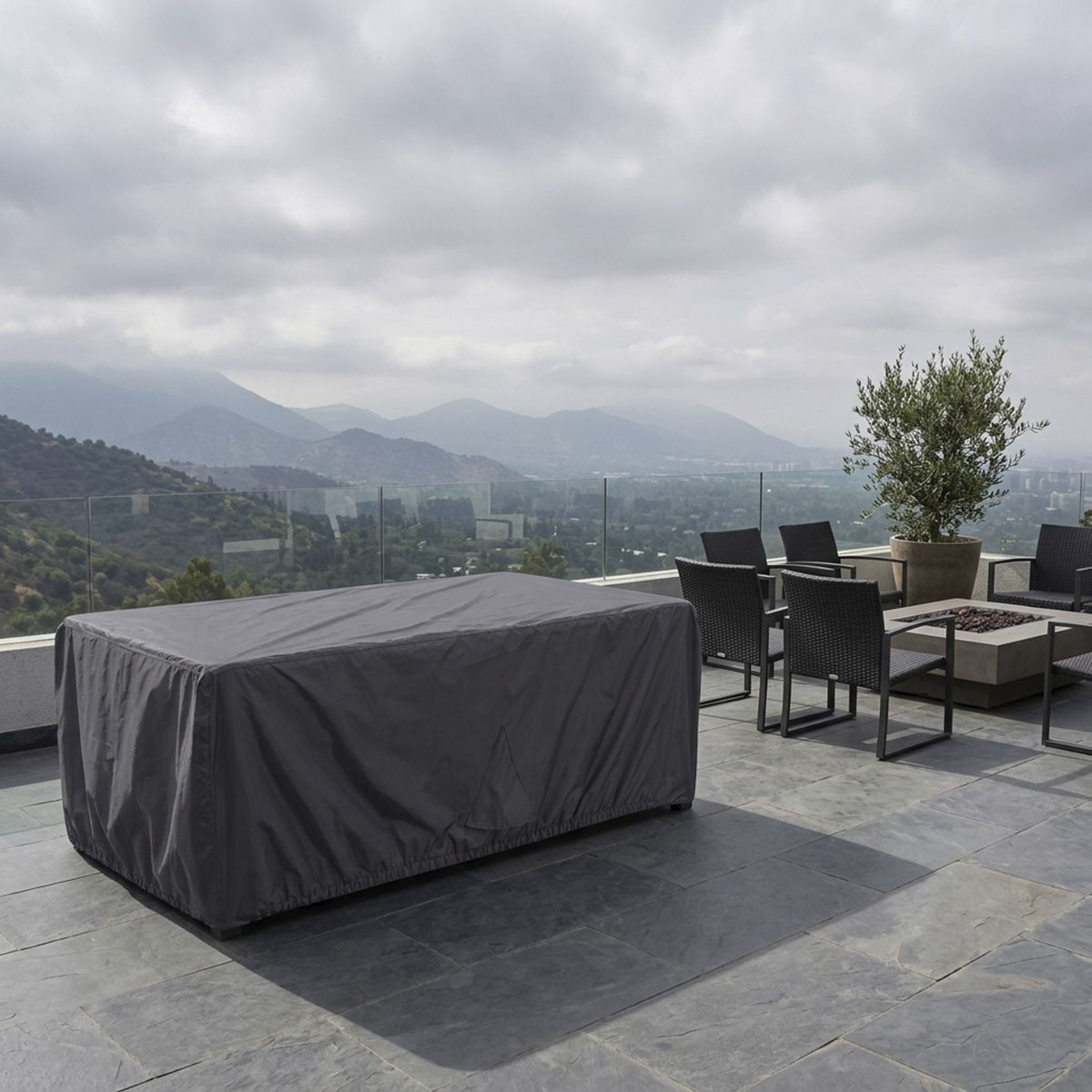 Cobertor para Mesa de Centro Rectangular 125x75x45 cm Poliéster Gris, marca JUST HOME COLLECTION - Foto 2