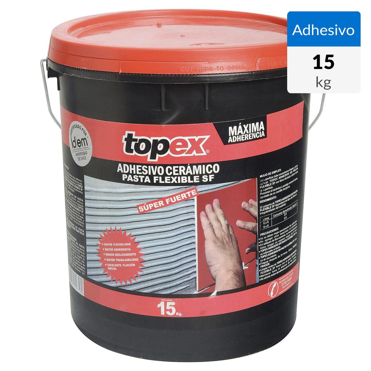 TOPEX - Adhesivo Cerámico Piso Superficie Flexible 15 kg