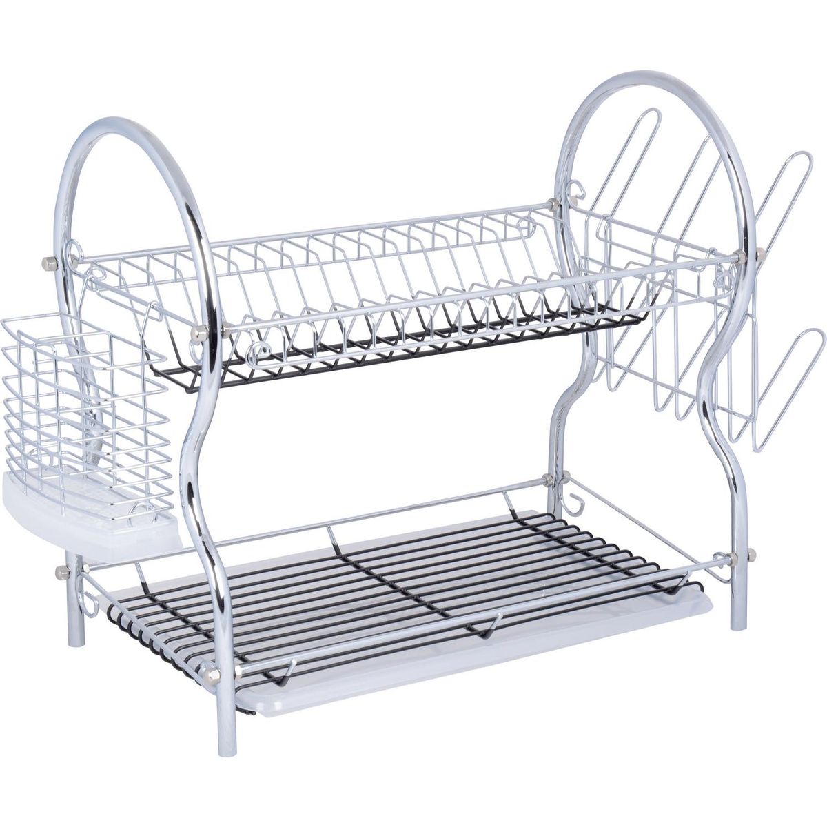 FIESTA - Secaplatos 2 niveles 26x12x45 cm metal cromado